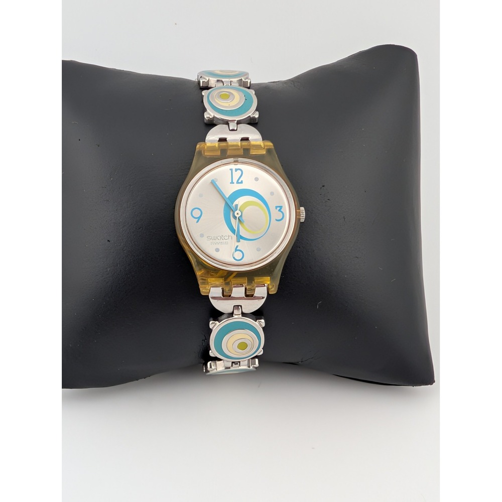 Swatch Check Pea LK267G 2005 Swiss Watch Amber Transparent Enamel Bracelet‎